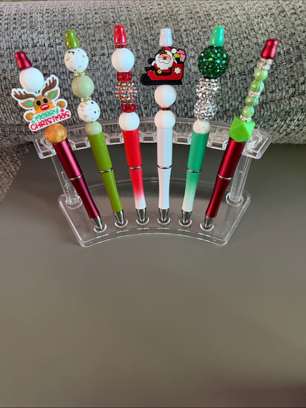 NWOT Holiday Beaded Pen Set - Red, Green, White Set of 6